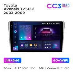 Radio samochodowe Teyes CC3 2k 4+64 Gb Toyota Avensis T250 2 2003-2009 9"