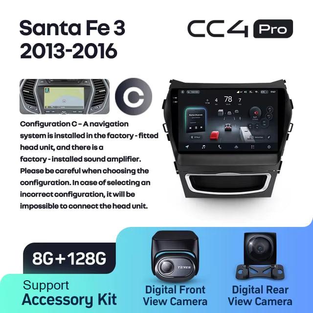 Radio samochodowe Teyes CC4 Pro 2k 8+128 Gb Hyundai Santa Fe 3 2013-2016 (C) 9"