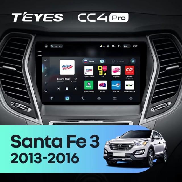 Radio samochodowe Teyes CC4 Pro 2k 8+128 Gb Hyundai Santa Fe 3 2013-2016 (C) 9"
