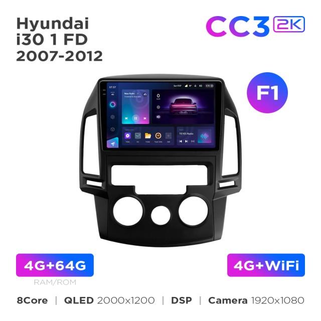 Radio samochodowe Teyes CC3 2k 4+64 Gb Hyundai i30 1 FD 2007-2012 (F1) 9"
