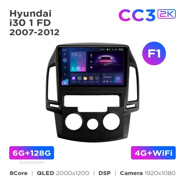 Radio samochodowe Teyes CC3 2k 6+128 Gb Hyundai i30 1 FD 2007-2012 (F1) 9"