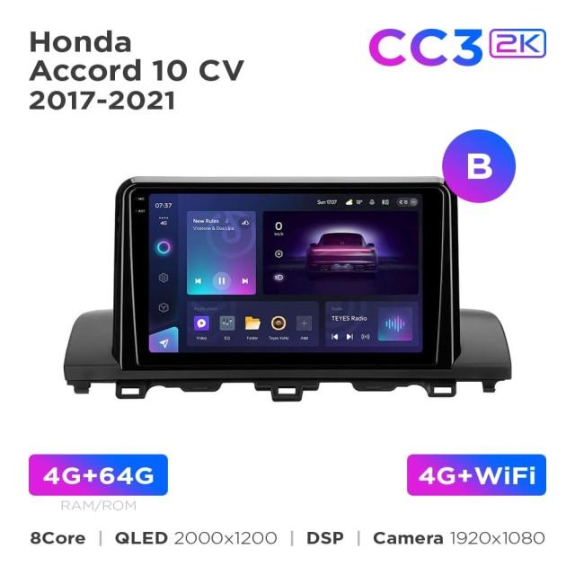 Radio samochodowe Teyes CC3 2k 4+64 Gb Honda Accord 10 CV 2017-2021 (B) 9"