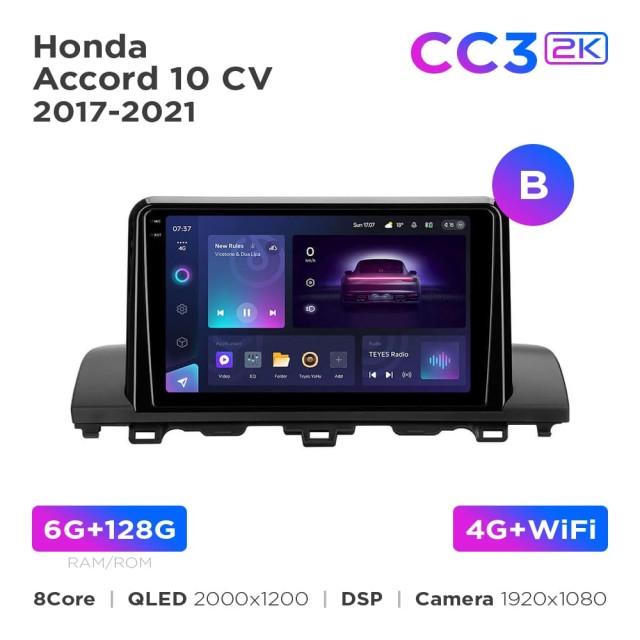 Radio samochodowe Teyes CC3 2k 6+128 Gb Honda Accord 10 CV 2017-2021 (B) 9"