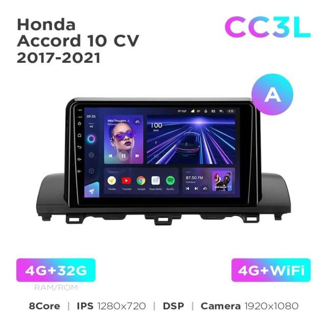Radio samochodowe do Honda Accord 10 CV 2017-2021 (A) Teyes CC3L 4+32 Gb 9"