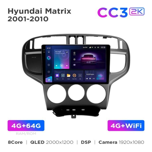 Radio samochodowe Teyes CC3 2k 4+64 Gb Hyundai Matrix 2001-2010 9