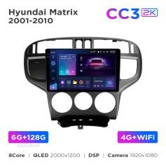 Radio samochodowe Teyes CC3 2k 6+128 Gb Hyundai Matrix 2001-2010 9"