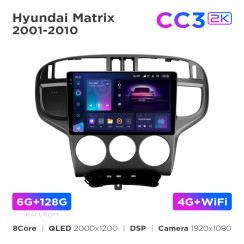 Radio samochodowe Teyes CC3 2k 6+128 Gb Hyundai Matrix 2001-2010 9"