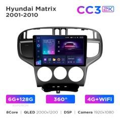 Radio samochodowe Teyes CC3 2k 6+128 Gb 360° Hyundai Matrix 2001-2010 9"