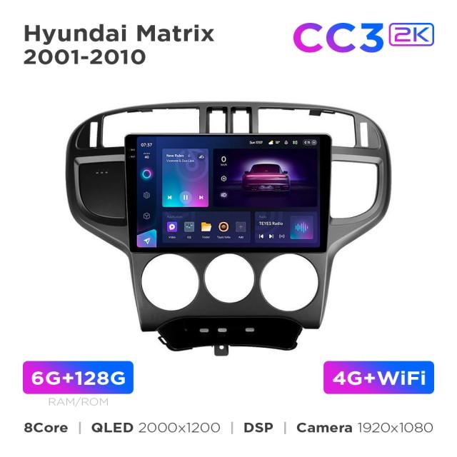 Radio samochodowe Teyes CC3 2k 6+128 Gb Hyundai Matrix 2001-2010 9"