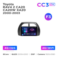 Radio samochodowe Teyes CC3 2k 4+32 Gb Toyota RAV4 2 CA20 CA20W XA20 2000-2003 (F3) 9"