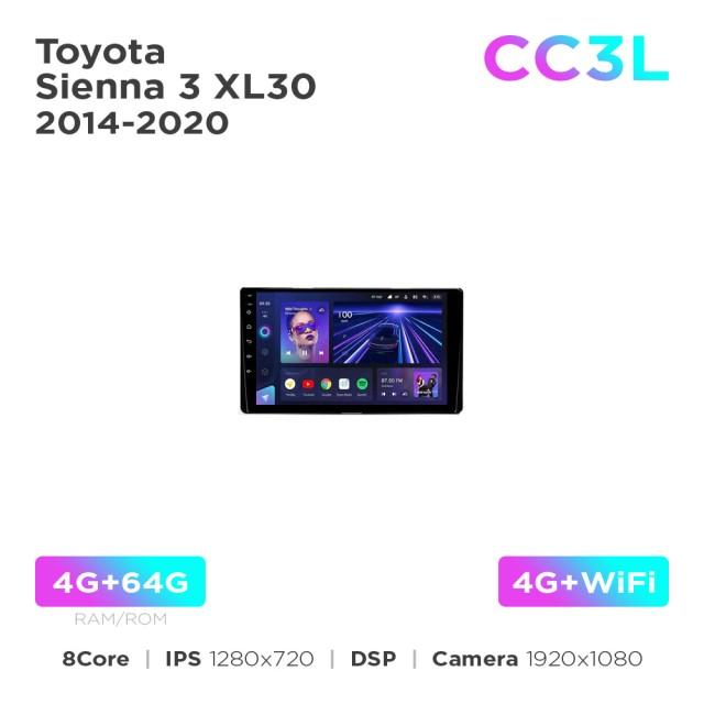 Radio samochodowe Teyes CC3L 4+64 Gb Toyota Sienna 3 XL30 2014-2020 9"