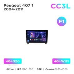 Radio samochodowe do Peugeot 407 1 2004-2011 (F1) Teyes CC3L 4+32 Gb 9"