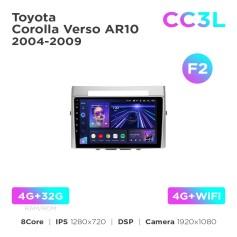 Radio samochodowe do Toyota Corolla Verso AR10 2004-2009 (F2) Teyes CC3L 4+32 Gb 9"