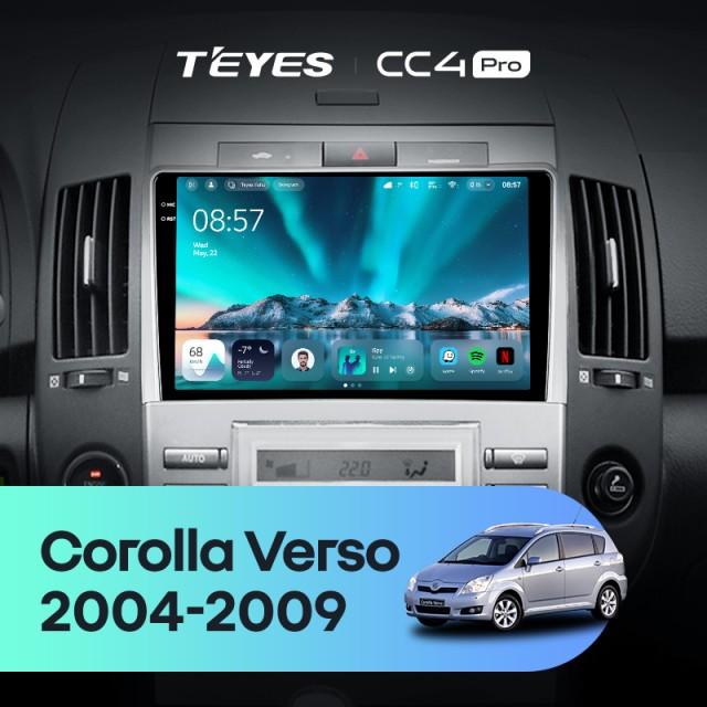 Radio samochodowe Teyes CC4 Pro 2k 12+256 Gb Toyota Corolla Verso AR10 2004-2009 (F2) 9"