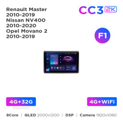 Radio samochodowe Teyes CC3 2k 4+32 Gb Renault Master 2010-2019 / Nissan NV400 2010-2020 / Opel Movano 2 2010-2019 (F1) 10"