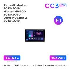 Radio samochodowe Teyes CC3 2k 4+64 Gb Renault Master 2010-2019 / Nissan NV400 2010-2020 / Opel Movano 2 2010-2019 (F1) 10"