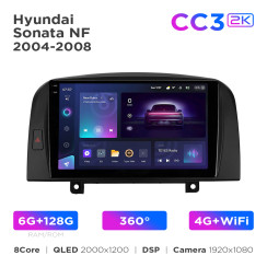 Radio samochodowe Teyes CC3 2k 6+128 Gb 360° Hyundai Sonata NF 2004-2008 9"