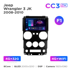 Radio samochodowe Teyes CC3 2k 4+32 Gb Jeep Wrangler 3 JK 2008-2010 (F1) 9"