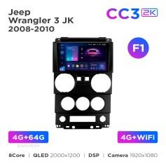 Radio samochodowe Teyes CC3 2k 4+64 Gb Jeep Wrangler 3 JK 2008-2010 (F1) 9"