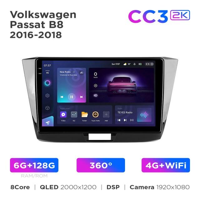 Radio samochodowe Teyes CC3 2k 6+128 Gb 360° Volkswagen Passat B8 2016-2018 10"