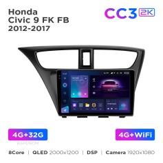 Radio samochodowe Teyes CC3 2k 4+32 Gb Honda Civic 9 FK FB 2012-2017 9"
