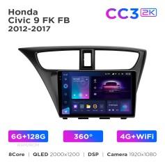 Radio samochodowe Teyes CC3 2k 6+128 Gb 360° Honda Civic 9 FK FB 2012-2017 9