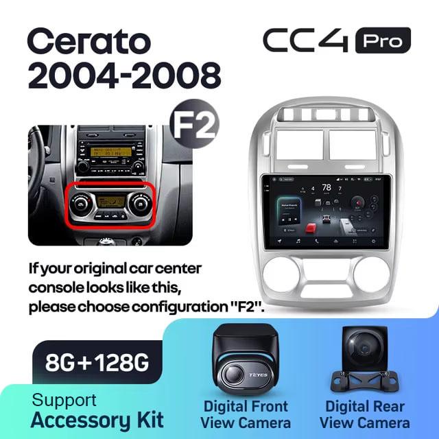 Radio samochodowe Teyes CC4 Pro 2k 8+128 Gb Kia Cerato 1 LD 2004-2008 (F2) 9"