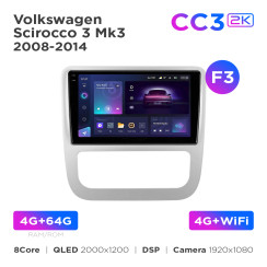 Radio samochodowe Teyes CC3 2k 4+64 Gb Volkswagen Scirocco 3 Mk3 2008-2014 (F3) 9