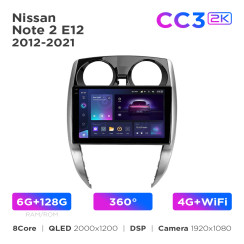 Radio samochodowe Teyes CC3 2k 6+128 Gb 360° Nissan Note 2 E12 2012-2021 10