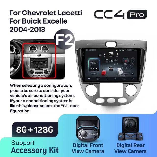 Radio samochodowe Teyes CC4 Pro 2k 8+128 Gb Chevrolet Lacetti J200 / Buick Excelle Hrv 2004-2013 (F2) 9"