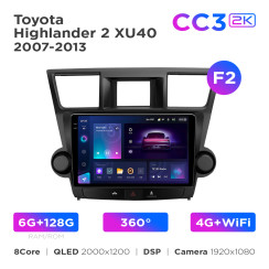Radio samochodowe Teyes CC3 2k 6+128 Gb 360° Toyota Highlander 2 XU40 2007-2013 (F2) 10"