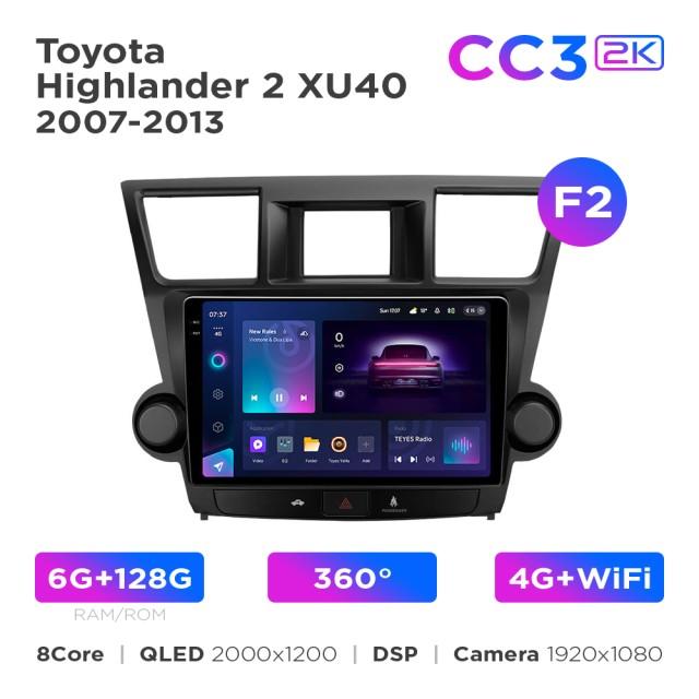 Radio samochodowe Teyes CC3 2k 6+128 Gb 360° Toyota Highlander 2 XU40 2007-2013 (F2) 10"