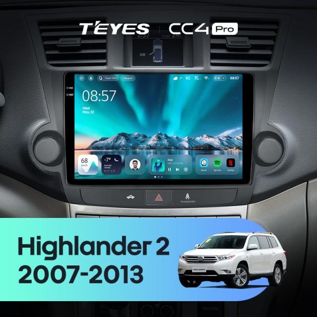 Radio samochodowe Teyes CC4 Pro 2k 12+256 Gb Toyota Highlander 2 XU40 2007-2013 (F2) 10"
