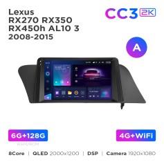 Radio samochodowe Teyes CC3 2k 6+128 Gb Lexus RX270 RX350 RX450h AL10 3 2008-2015 (A) 9