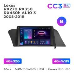 Radio samochodowe Teyes CC3 2k 4+32 Gb Lexus RX270 RX350 RX450h AL10 3 2008-2015 (B) 9"