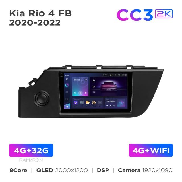 Radio samochodowe Teyes CC3 2k 4+32 Gb Kia Rio 4 FB 2020-2022 9"