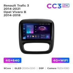 Radio samochodowe Teyes CC3 2k 4+64 Gb Renault Trafic 3 2014-2021 / Opel Vivaro B 2014-2018 9"