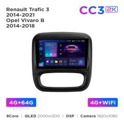 Radio samochodowe Teyes CC3 2k 4+64 Gb Renault Trafic 3 2014-2021 / Opel Vivaro B 2014-2018 9"