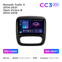 Radio samochodowe Teyes CC3 2k 6+128 Gb Renault Trafic 3 2014-2021 / Opel Vivaro B 2014-2018 9"
