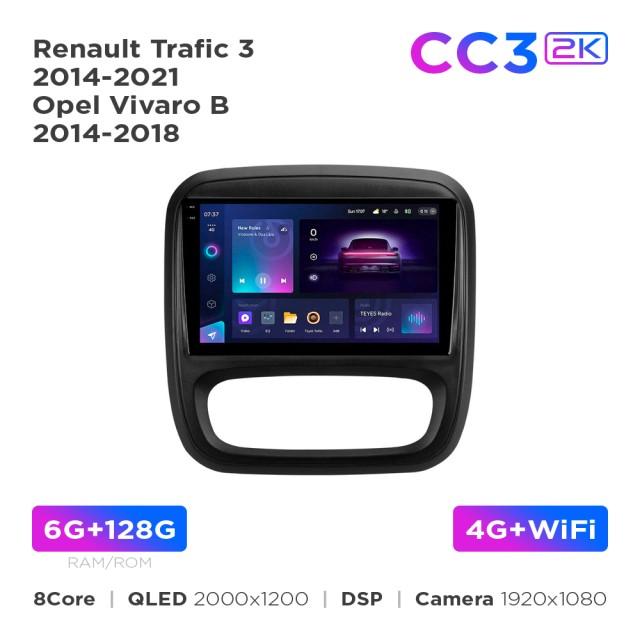 Radio samochodowe Teyes CC3 2k 6+128 Gb Renault Trafic 3 2014-2021 / Opel Vivaro B 2014-2018 9"