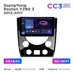 Radio samochodowe Teyes CC3 2k 4+64 Gb SsangYong Rexton Y290 3 2012-2017 9"