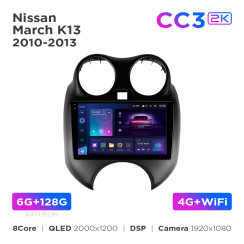Radio samochodowe Teyes CC3 2k 6+128 Gb Nissan March/Micra K13 2010-2013 9"
