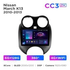 Radio samochodowe Teyes CC3 2k 6+128 Gb 360° Nissan March/Micra K13 2010-2013 9"