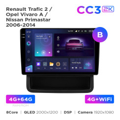 Radio samochodowe Teyes CC3 2k 4+64 Gb Renault Trafic 2 / Opel Vivaro A / Nissan Primastar 2006-2014 (B) 10"