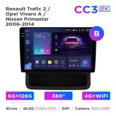 Radio samochodowe Teyes CC3 2k 6+128 Gb 360° Renault Trafic 2 / Opel Vivaro A / Nissan Primastar 2006-2014 (B) 10"