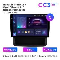 Radio samochodowe Teyes CC3 2k 6+128 Gb 360° Renault Trafic 2 / Opel Vivaro A / Nissan Primastar 2006-2014 (C) 10"