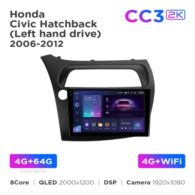 Radio samochodowe Teyes CC3 2k 4+64 Gb Honda Civic Hatchback 2006-2012 9"