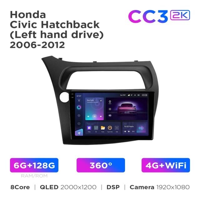 Radio samochodowe Teyes CC3 2k 6+128 Gb 360° Honda Civic Hatchback 2006-2012 9"