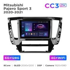 Radio samochodowe Teyes CC3 2k 6+128 Gb Mitsubishi Pajero Sport 3 2020-2021 9"