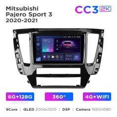 Radio samochodowe Teyes CC3 2k 6+128 Gb 360° Mitsubishi Pajero Sport 3 2020-2021 9"